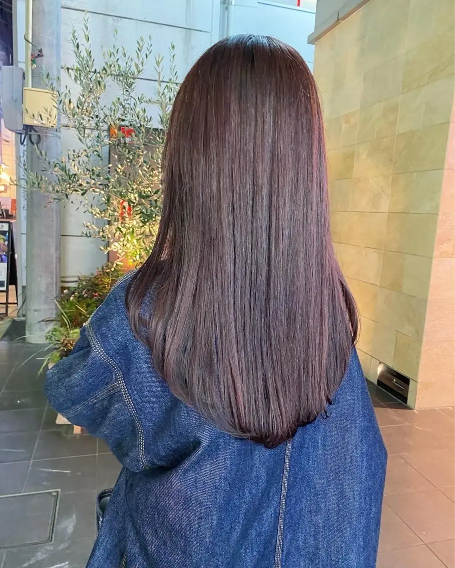 ロング カラー ヘアカラー トリートメント ヘッドスパ qpulaあいみ 透明感カラーのヘアスタイル
