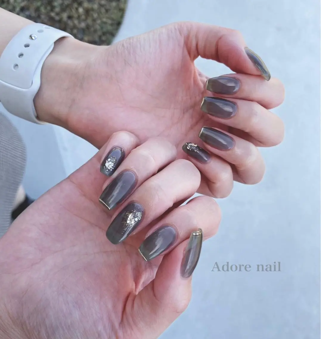 カラー ネイル マツエク・マツパ テラコッタ クリアネイル ジェルネイル ミラーネイル ニュアンスネイル ハンドネイル Adore nailのネイルデザイン