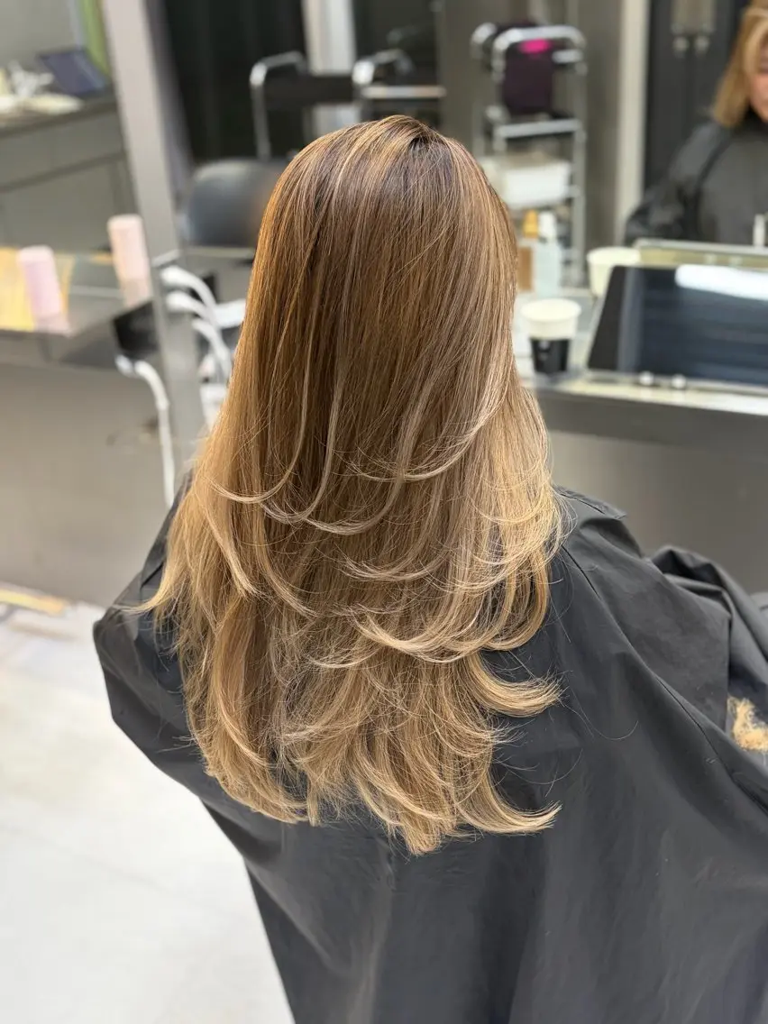 ロング カット アンナ🦋海外ヘア バレイヤージュのヘアスタイル