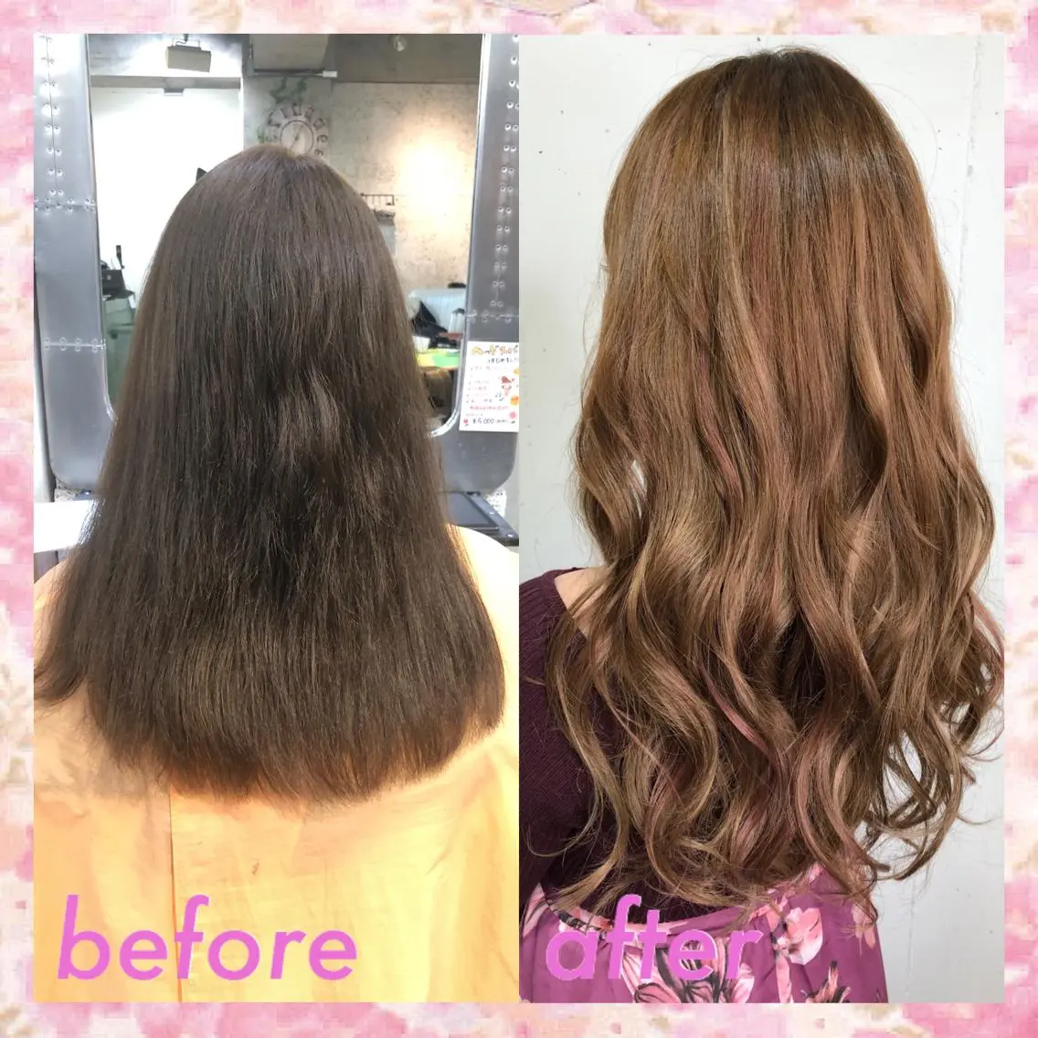 カラー パーマ ピンクカラー カット エクステ ヘアセット 八巻 晴香のヘアスタイル