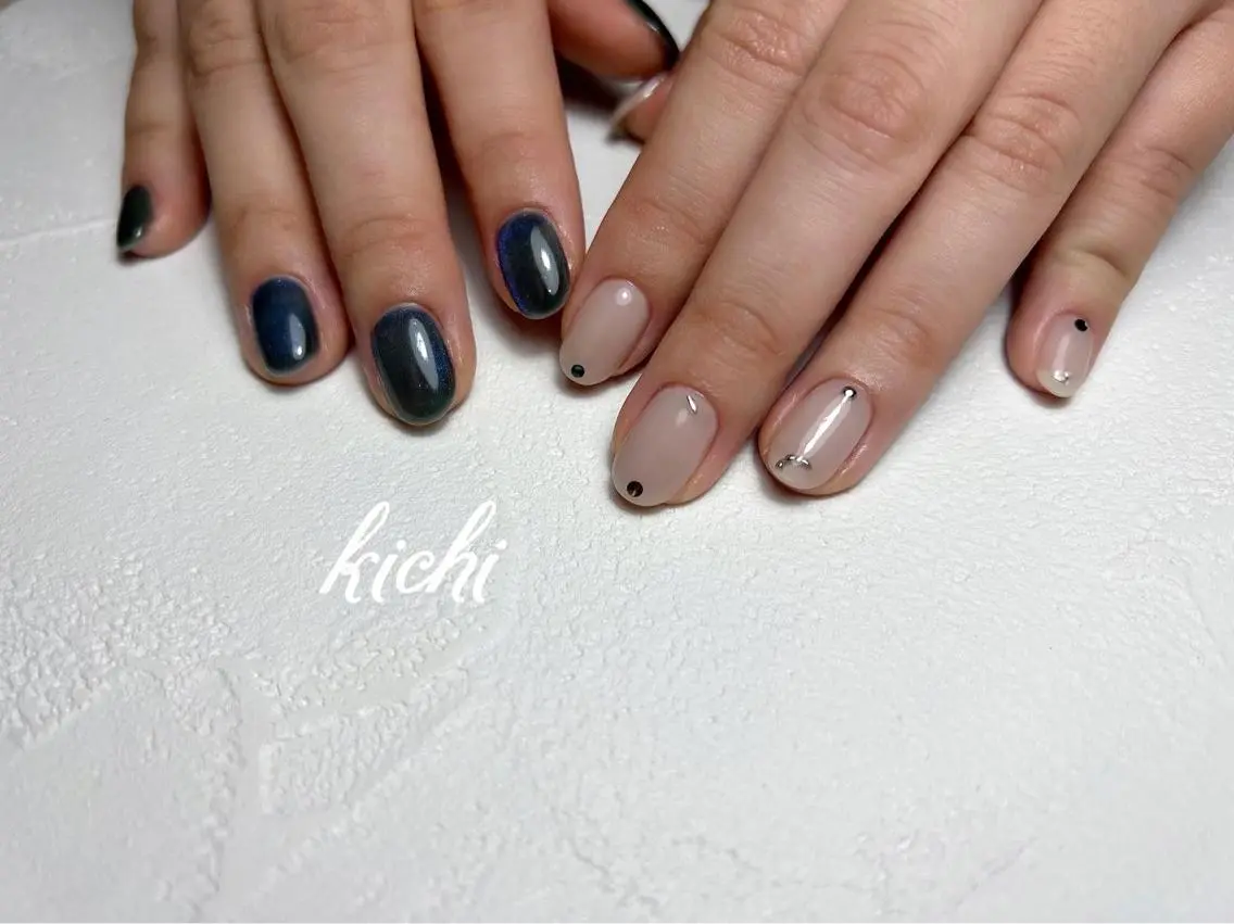 ネイル ジェルネイル マグネットネイル 持ち込み ニュアンスネイル パラジェル kichi・: *のネイルデザイン