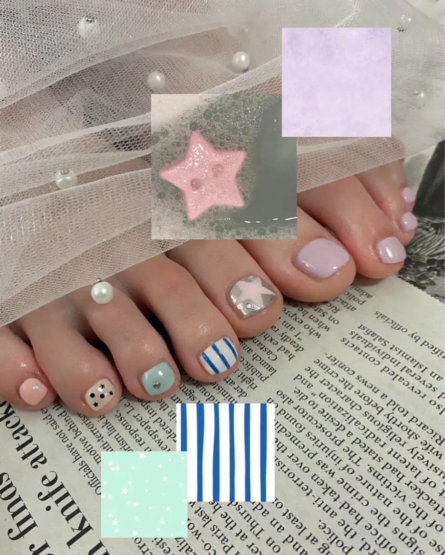ネイル フットネイル ガーリー shiki_nail 🪐のネイルデザイン