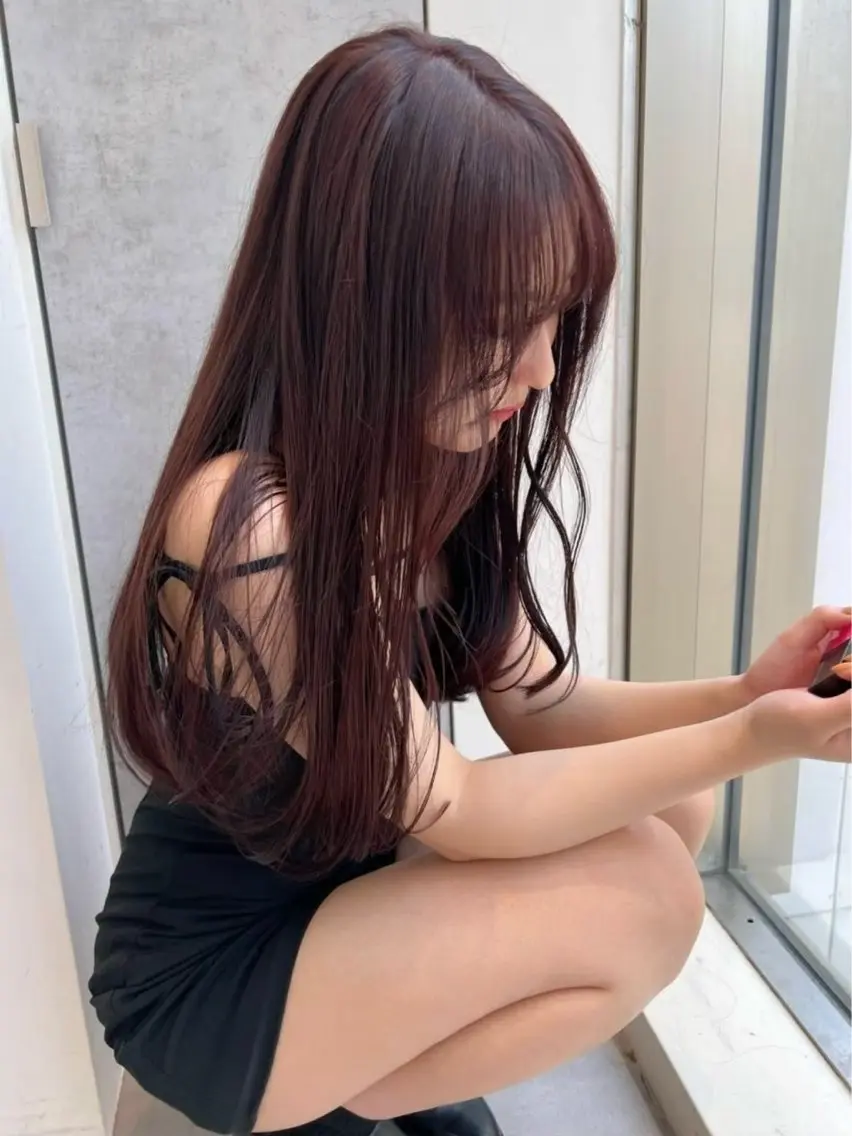 カラー ボルドーカラー ブラウンカラー カシス 透明感カラー🩰 yukiのヘアスタイル
