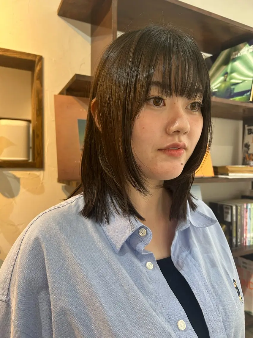 ミディアム カット 縮毛矯正 MOMOKA💫 YARD【学芸大学】のヘアスタイル