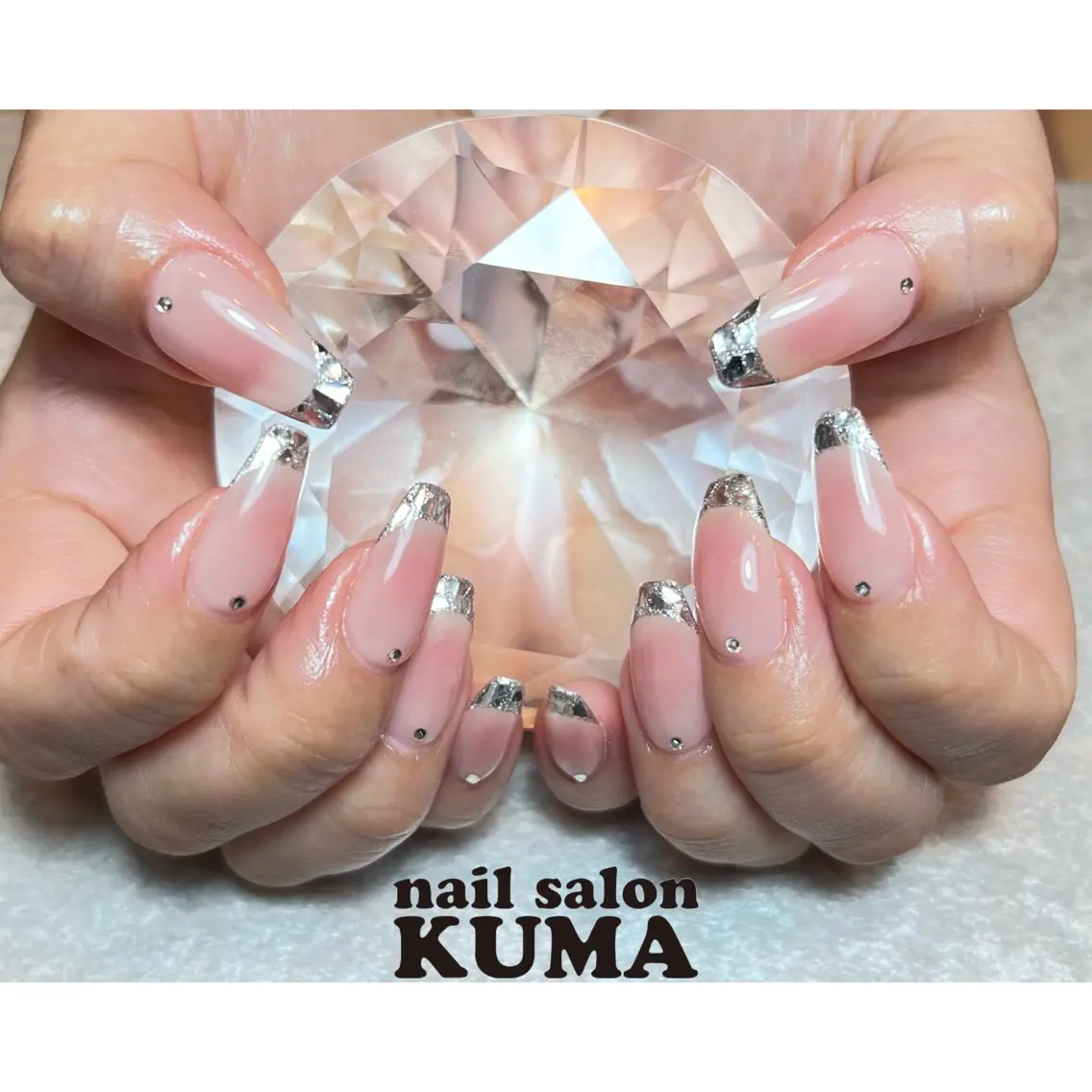 ネイル フレンチネイル ジェルネイル ガラスフレンチ 韓国ネイル マグネットネイル ハンドネイル nailsalon KUMAのネイルデザイン