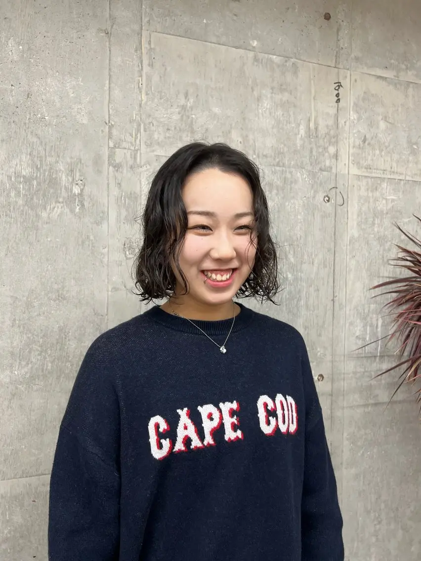 ミディアム パーマ ミディアムパーマ ボブ azumi/グレー ジュ/オリーブ/縮毛のヘアスタイル