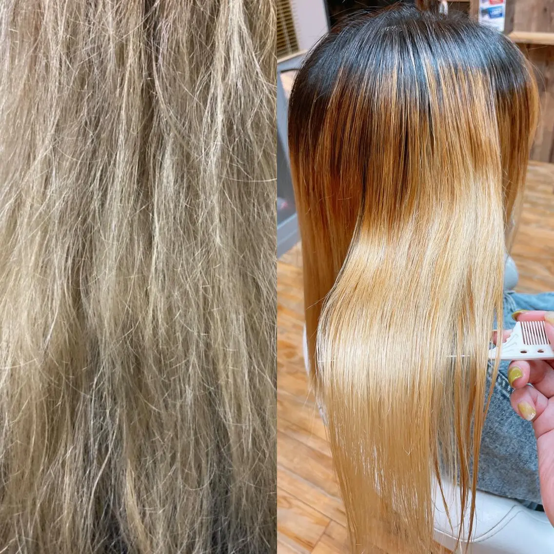 ロング 酸性ストレート カット 縮毛矯正 トリートメント 大久保 佳奈子のヘアスタイル