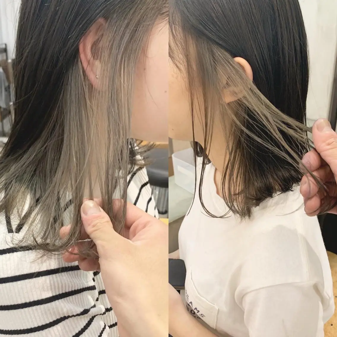 ショート カラー ネイル ハイトーンボブ 前田 表参道　グレージュのヘアスタイル