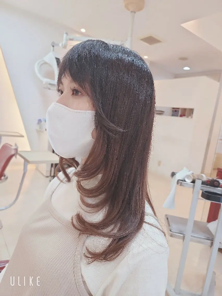ロング 韓国風ヘア レイヤーカット 小顔カット hairmake Juinのヘアスタイル