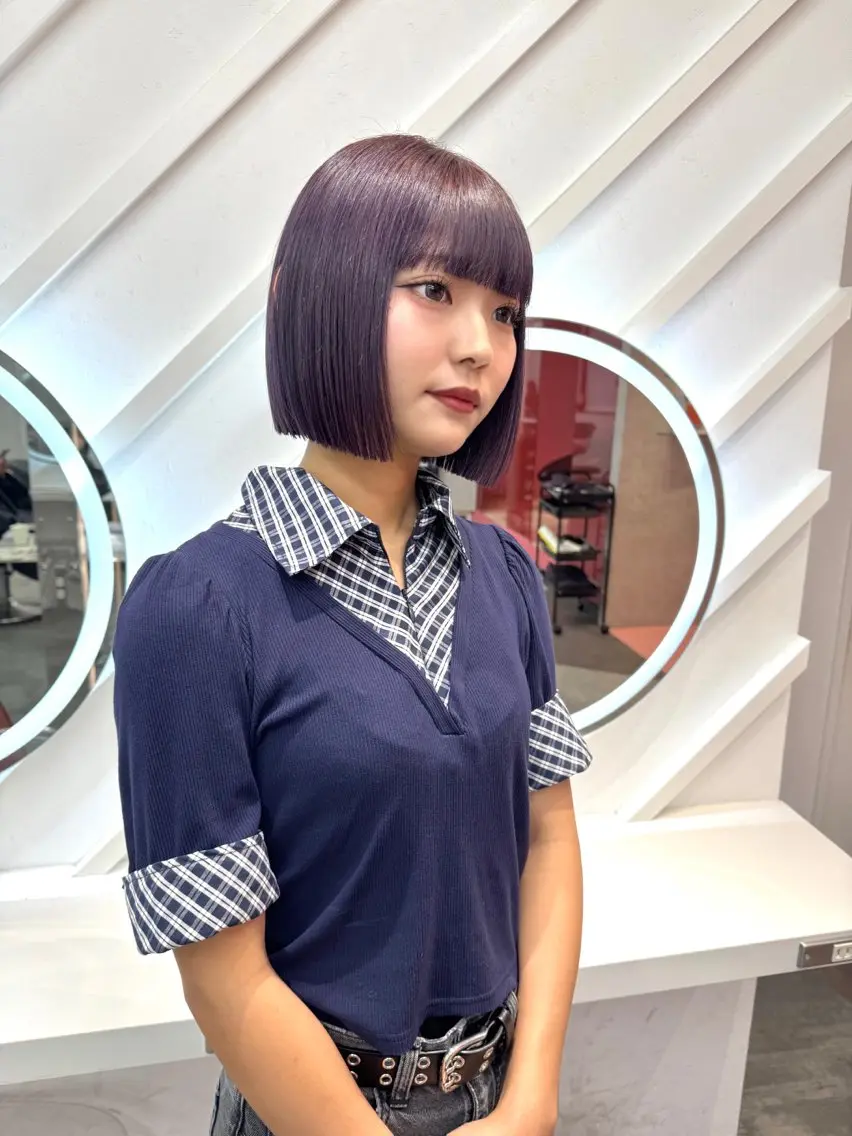 ショート カラー カット ヘアカラー トリートメント 莉乃/縮毛矯正/髪質 改善/艶カラーのヘアスタイル