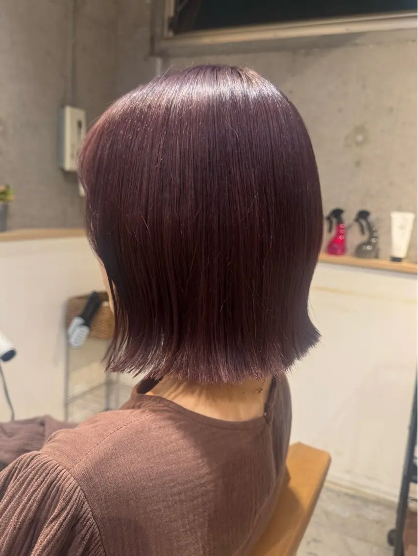 ショート カラー ヘアアレンジ 切りっぱなしボブ ラベンダーカラー ピンクカラー ピンクラベンダー ボブ カット ヘアカラー トリートメント ヘッドスパ 顔まわり/艶カラー/ 🤎himari🤎のヘアスタイル