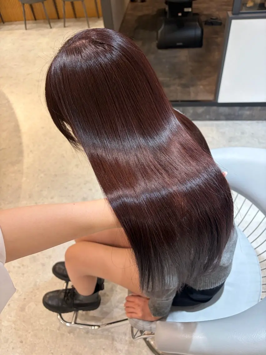 ロング カラー ヘアカラー トリートメント 美髪矯正/レイヤー ベージュ/はるかのヘアスタイル
