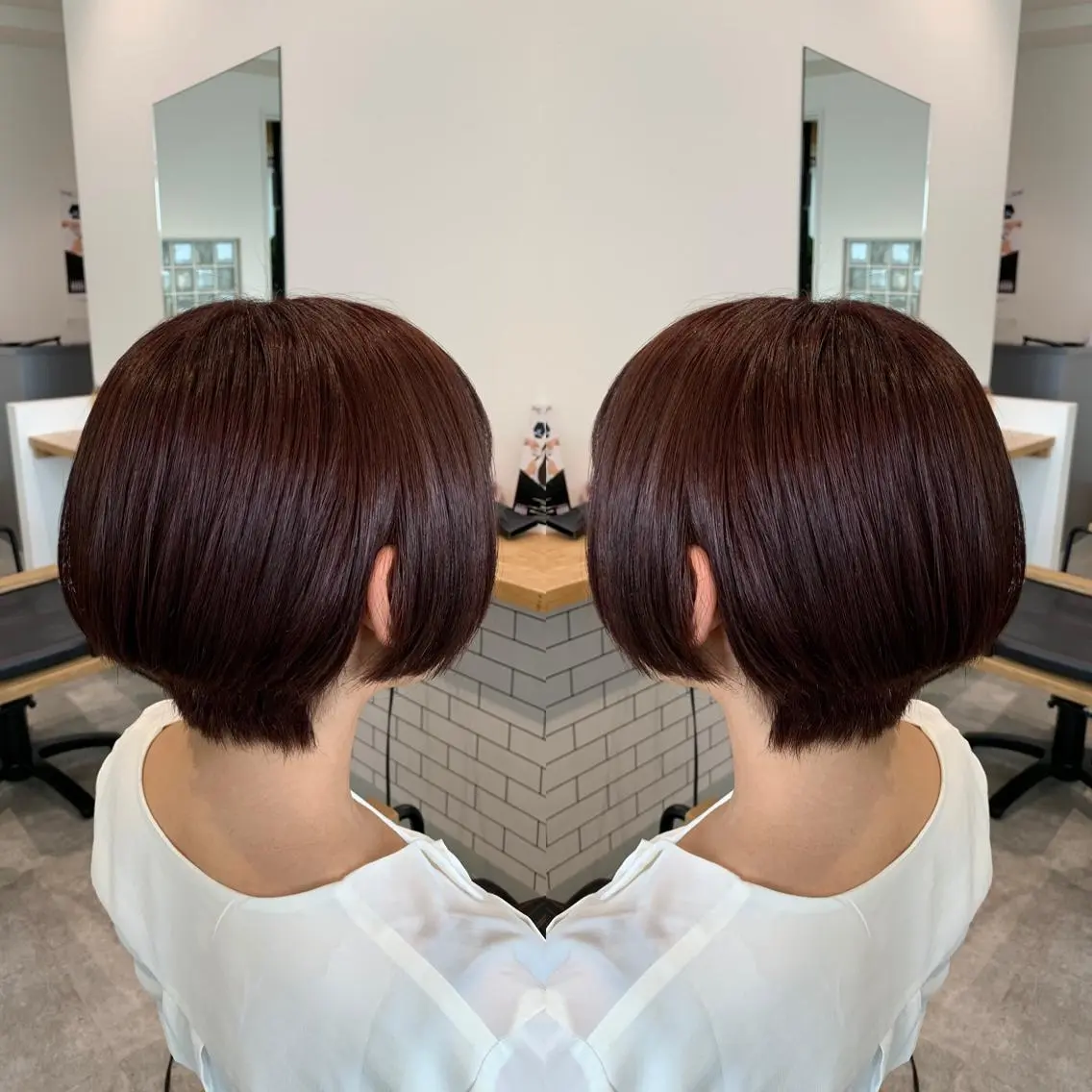 ショート カラー アッシュ バレイヤージュ ベージュカラー ブロンド ブルーカラー レイヤーカット/ 艶カラー/RYOMAのヘアスタイル