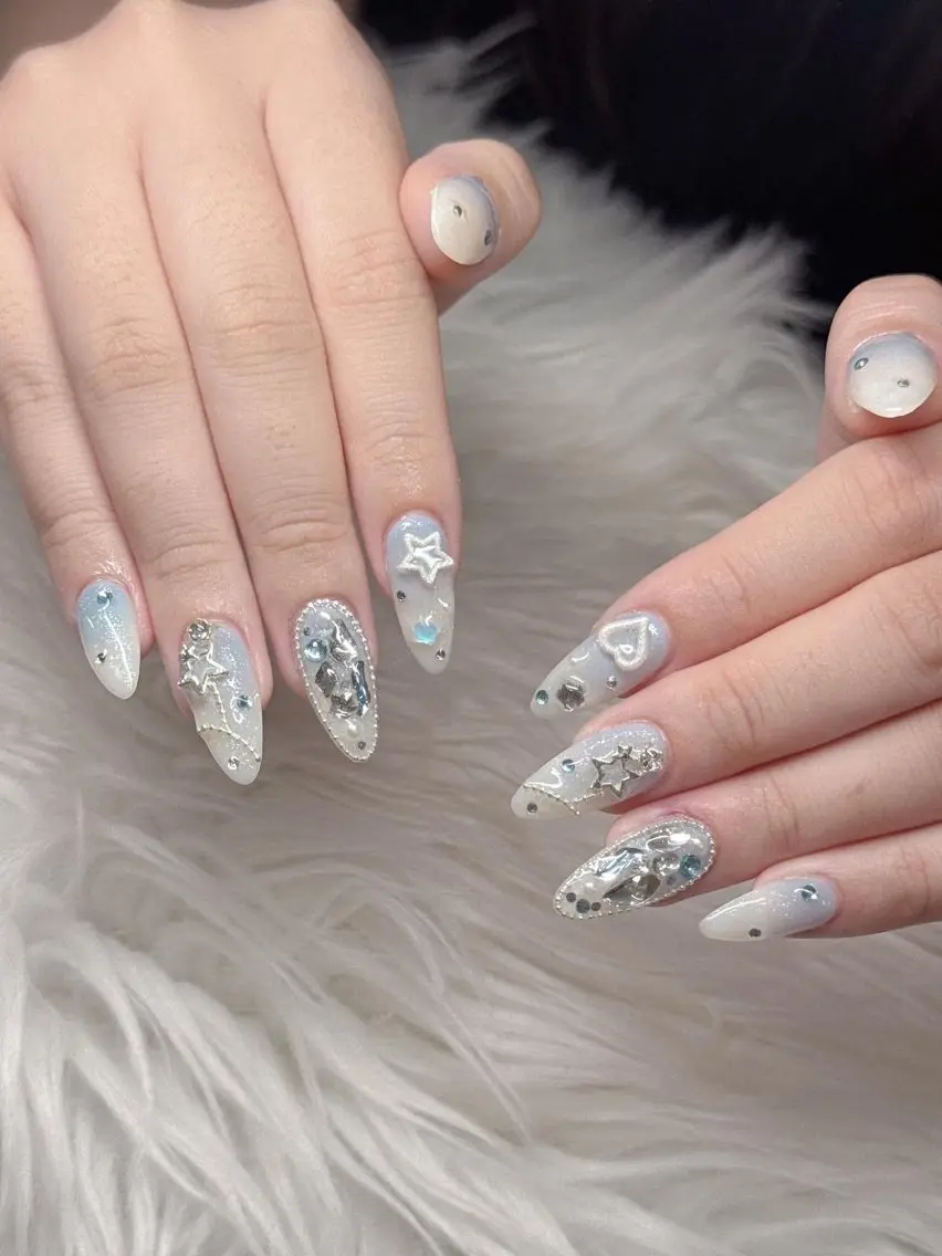 ネイル 長さ出し グラデーション 卒業式 キラキラネイル マグネットネイル ハンドネイル Lee Nailsのネイルデザイン