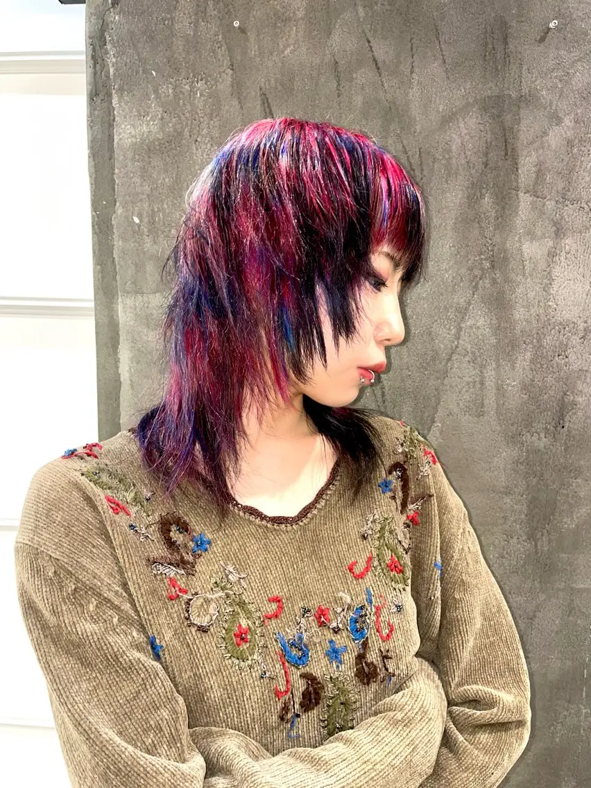 ミディアム カラー カット ヘアカラー トリートメント デザインカラー⭐︎★ 🐆hyo🐆のヘアスタイル