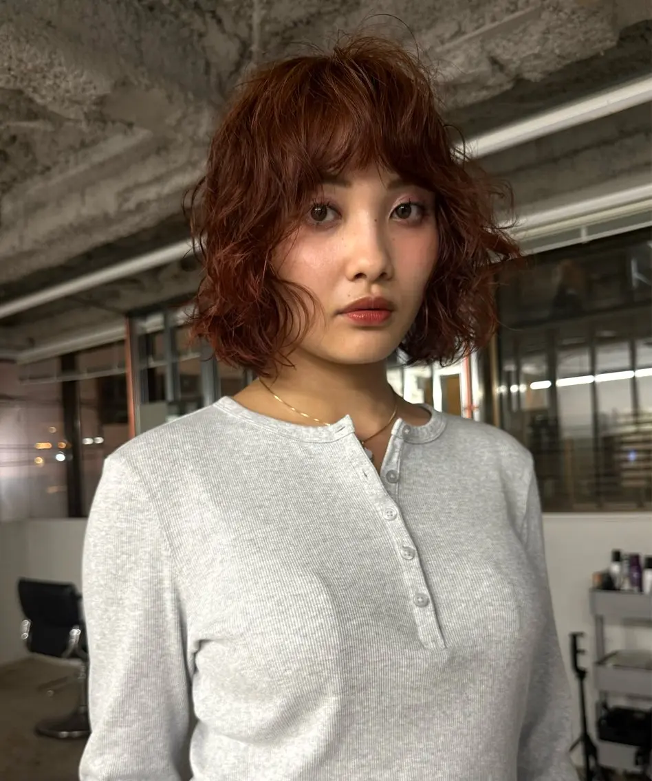 パーマ ヘアカラー オリーブベージュ／ レイヤー／yuzuのヘアスタイル