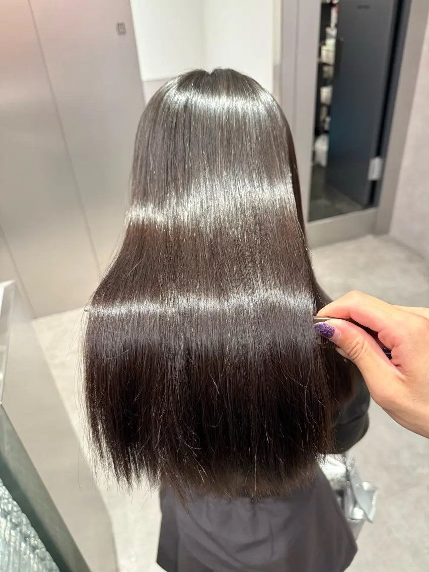 ロング カラー パーマ ヘアアレンジ 髪質改善 縮毛矯正 トリートメント ストレートパーマ カット ヘアカラー 縮毛矯正 トリートメント 縮毛矯正/髪質改善/ ブリーチ毛/木元渓太のヘアスタイル