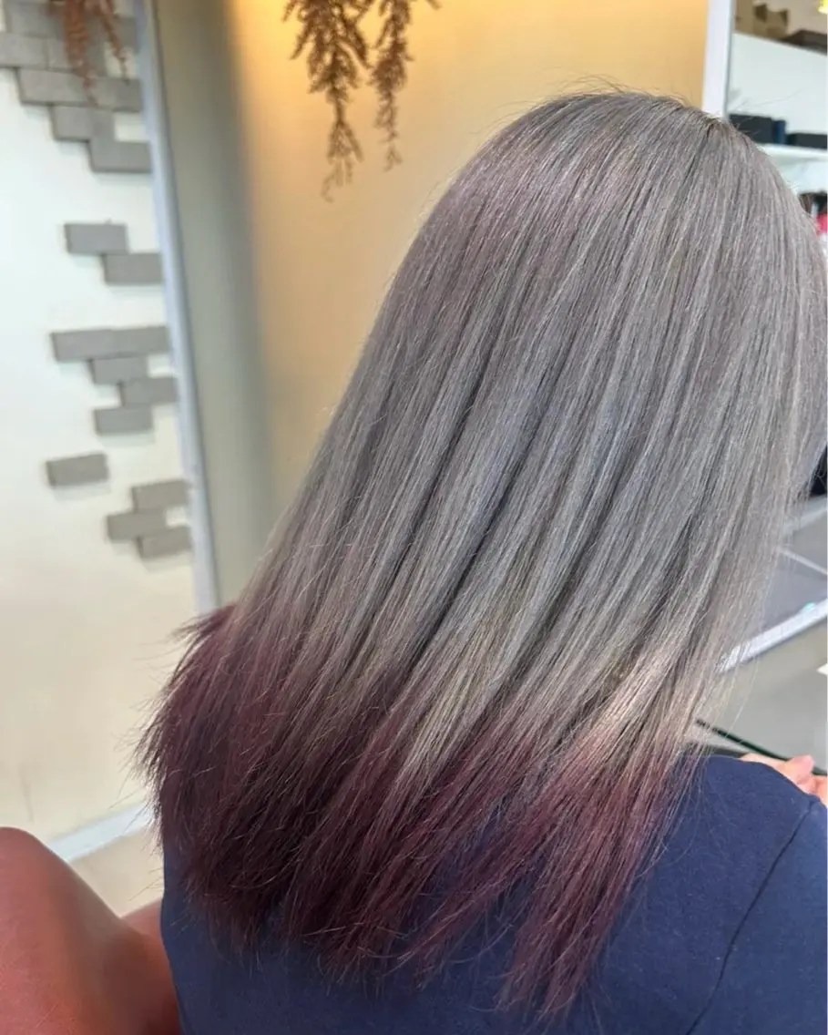 カラー ボルドーカラー シルバー Dali manaのヘアスタイル