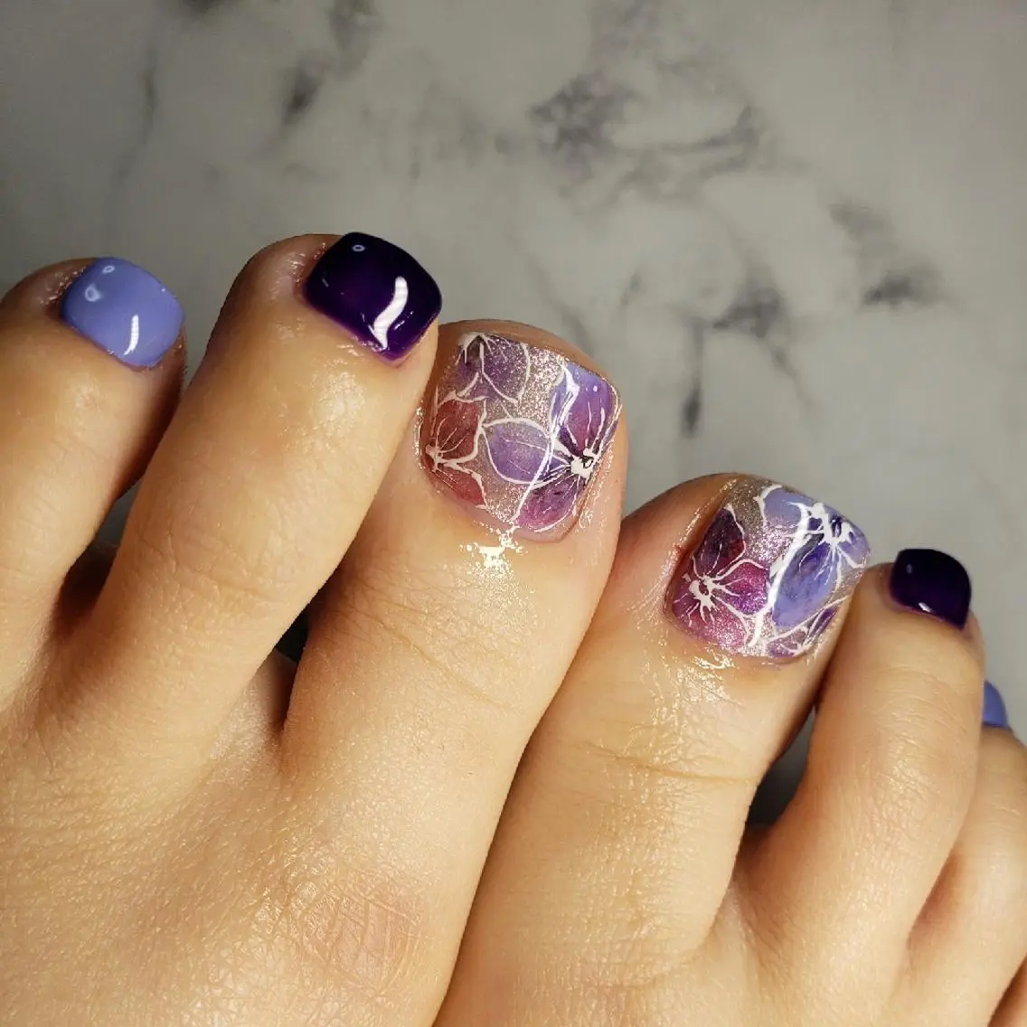 ネイル フットネイル パープル 春ネイル Nail salon Coco【溝の口駅】のネイルデザイン