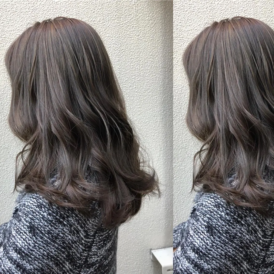 ミディアム カラー グレージュ ヘアカラー ツキノキ ミナのヘアスタイル