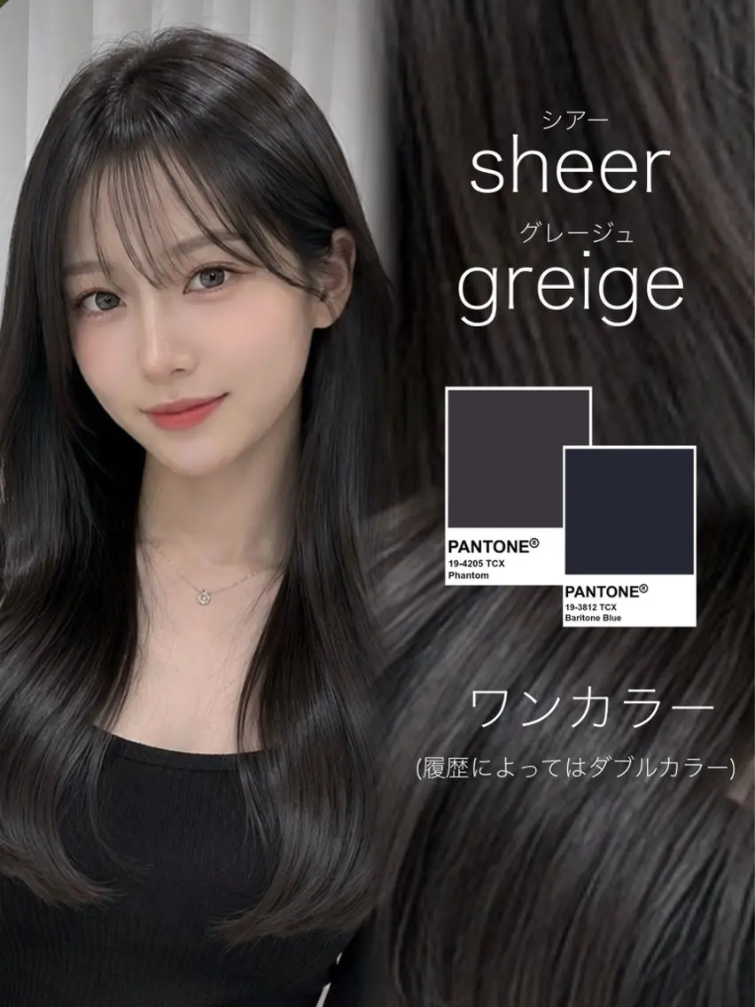 セミロング カラー ヘアカラー トリートメント ラベンダー💜グレー 🩶暗髪🖤のヘアスタイル