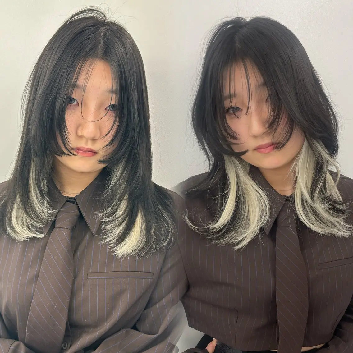 ミディアム カラー 顔まわりレイヤー 姫カット レイヤーカット カット ヘアカラー 🩶大人韓国ヘア 渋谷/Satsukiのヘアスタイル