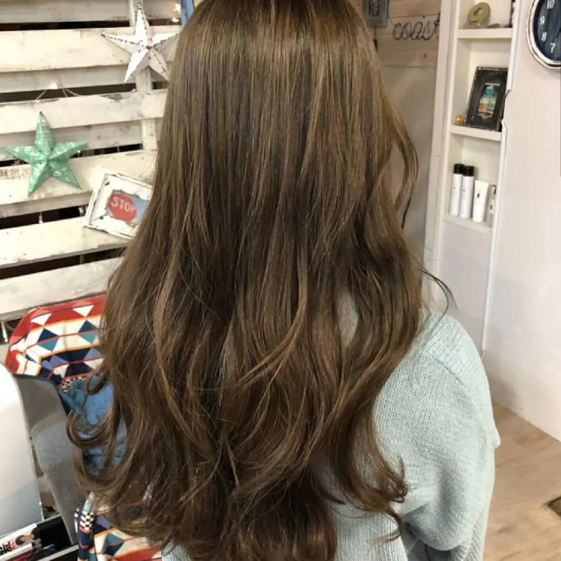 ロング カラー カット パーマ トリートメント 韓国レイヤー柔らかい 地毛風縮毛矯正／マツのヘアスタイル