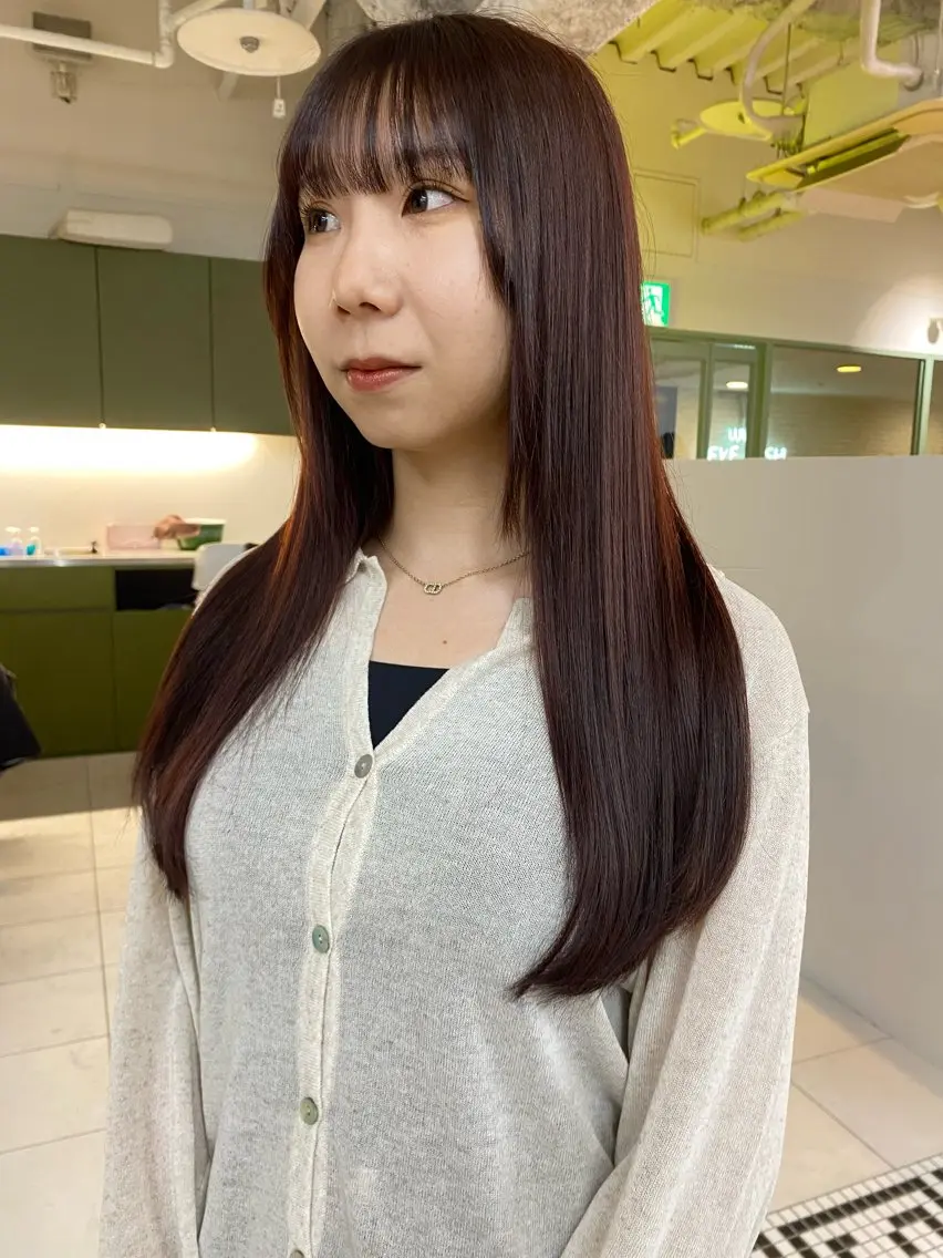 ロング カラー レッドカラー カット ヘアカラー トリートメント LUVISM新潟🎀 透明感カラー/ミユのヘアスタイル