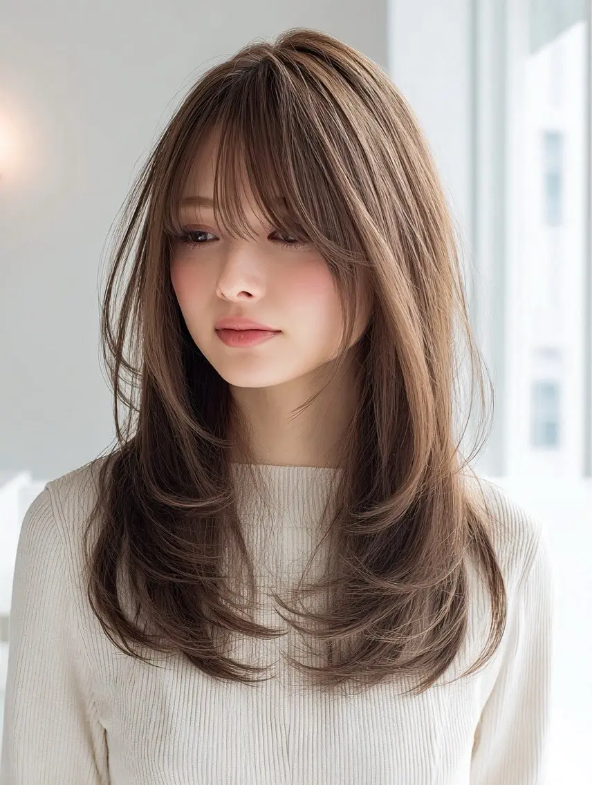 セミロング カラー ヘアカラー 韓国×艶ハイトーンが かわいい✨️リオ🍒のヘアスタイル