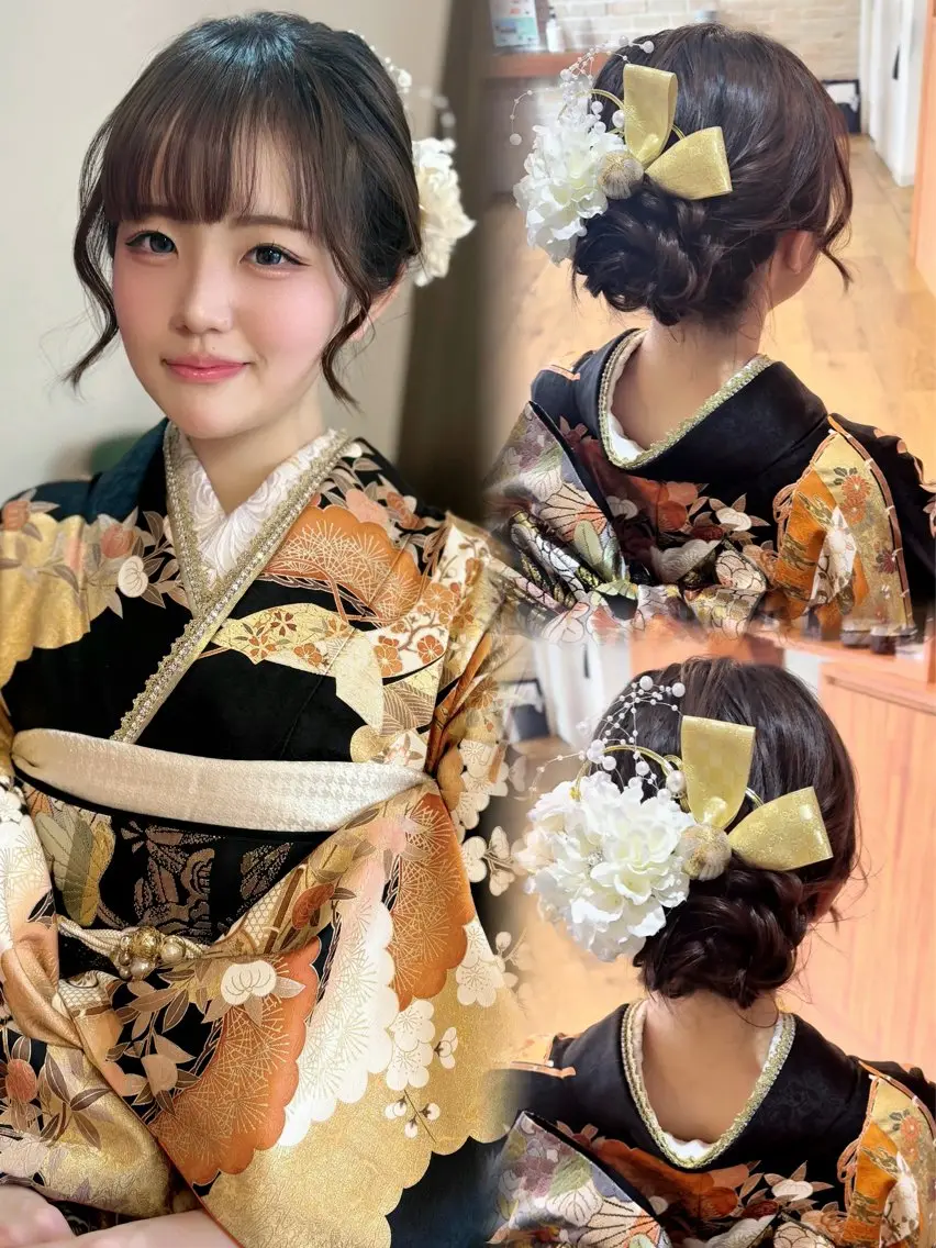 セミロング ヘアアレンジ ハーフアップ 結婚式・ブライダル デート 𝘈𝘐𝘙𝘐♡ レイヤーカットのヘアスタイル