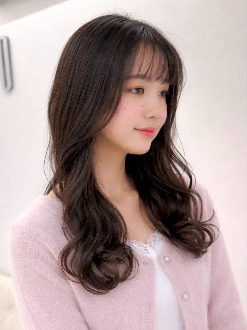 ロング パーマ ロング デジタルパーマ ニュアンスパーマ カット パーマ トリートメント コテ巻き風パーマ 藤澤　知彌のヘアスタイル