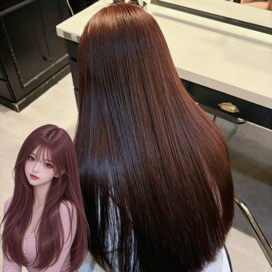 ロング カラー ブリーチ ブリーチなしカラー ピンクカラー ヘアカラー トリートメント 💛しおん💛 モデル募集のヘアスタイル