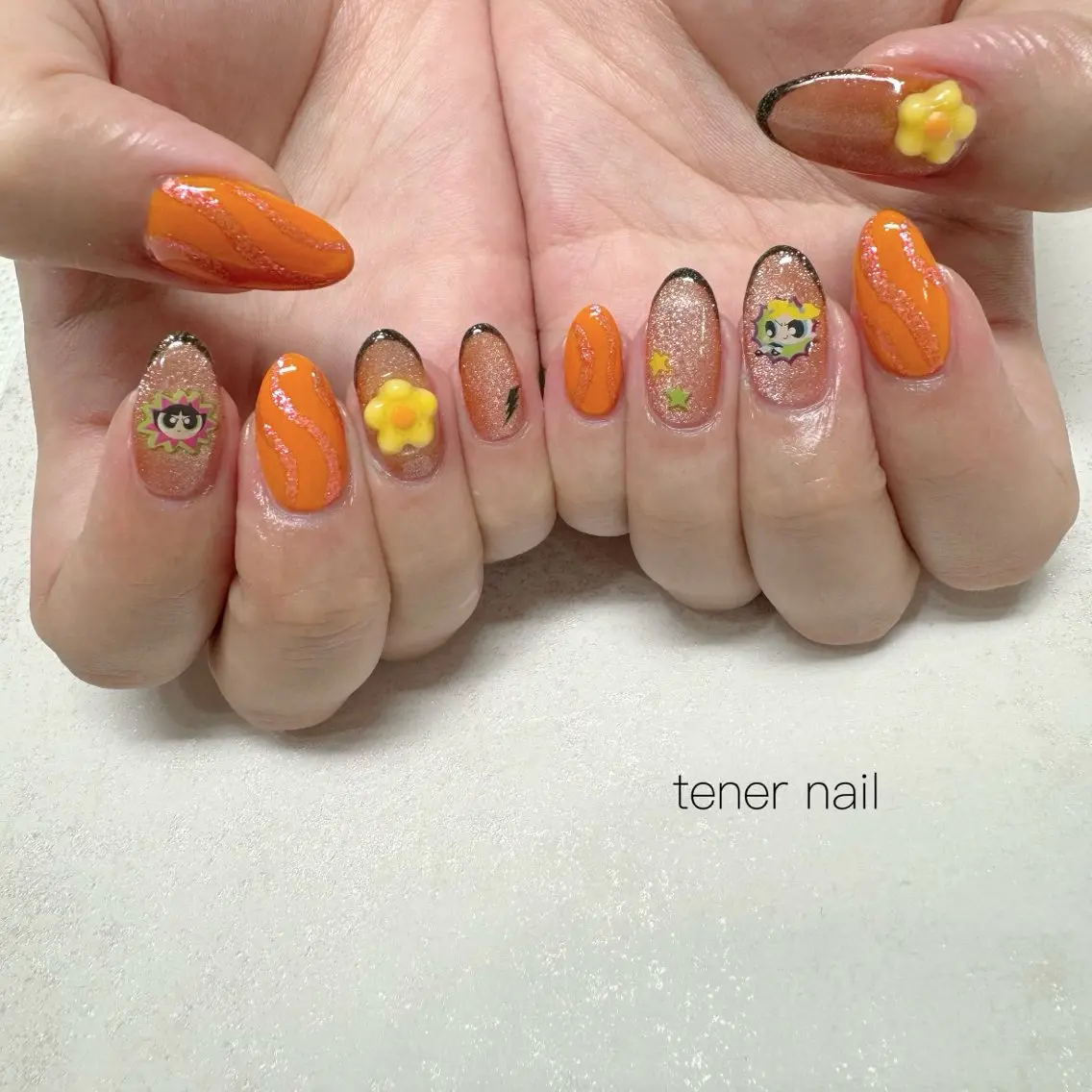 ネイル オレンジ ハンドネイル テネルネイル tener nailのネイルデザイン