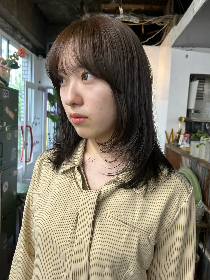 セミロング カラー ブラウンカラー オリーブブラウン カット ヘアカラー maho/垢抜け カラーパーマのヘアスタイル