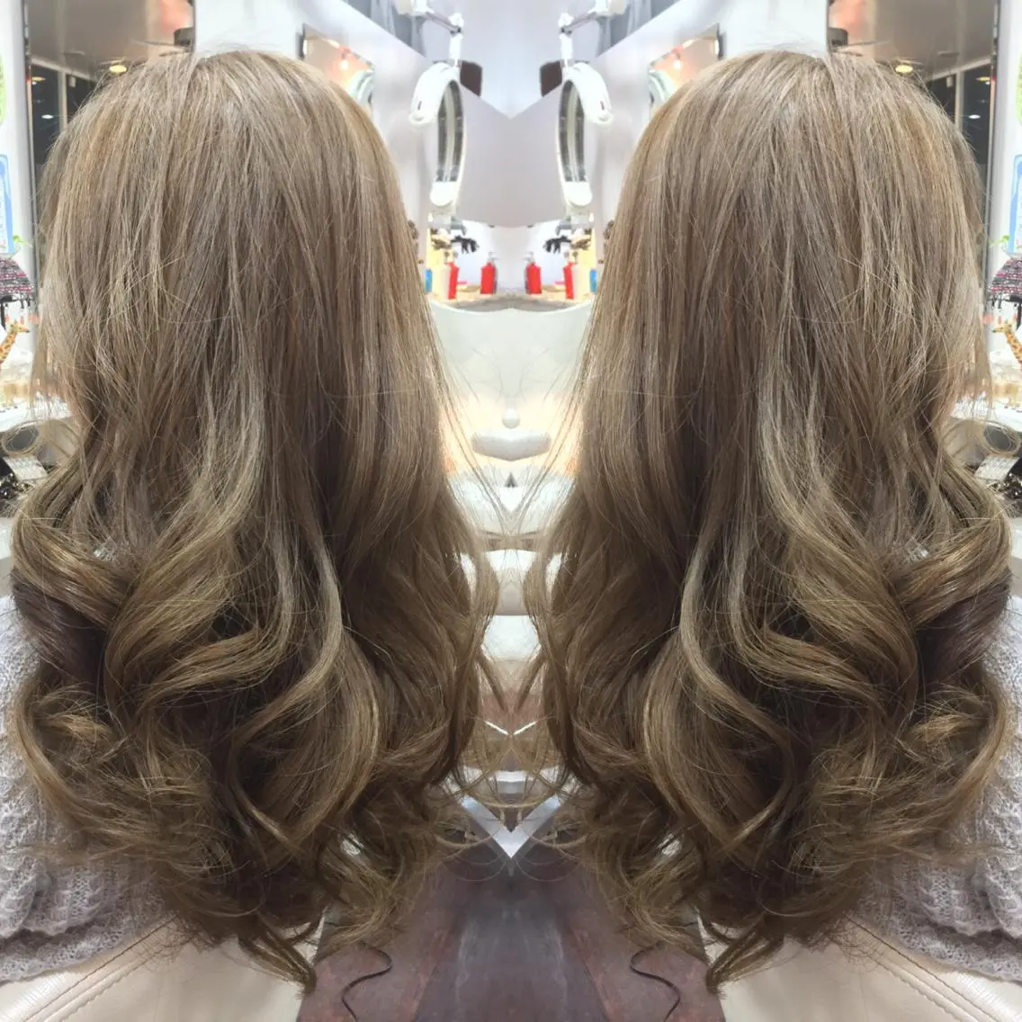 セミロング カラー ベージュカラー ハイライトカラー ハイライト ヘアカラー トリートメント 名駅★シールエクステ ☆ブリーチ★加藤のヘアスタイル