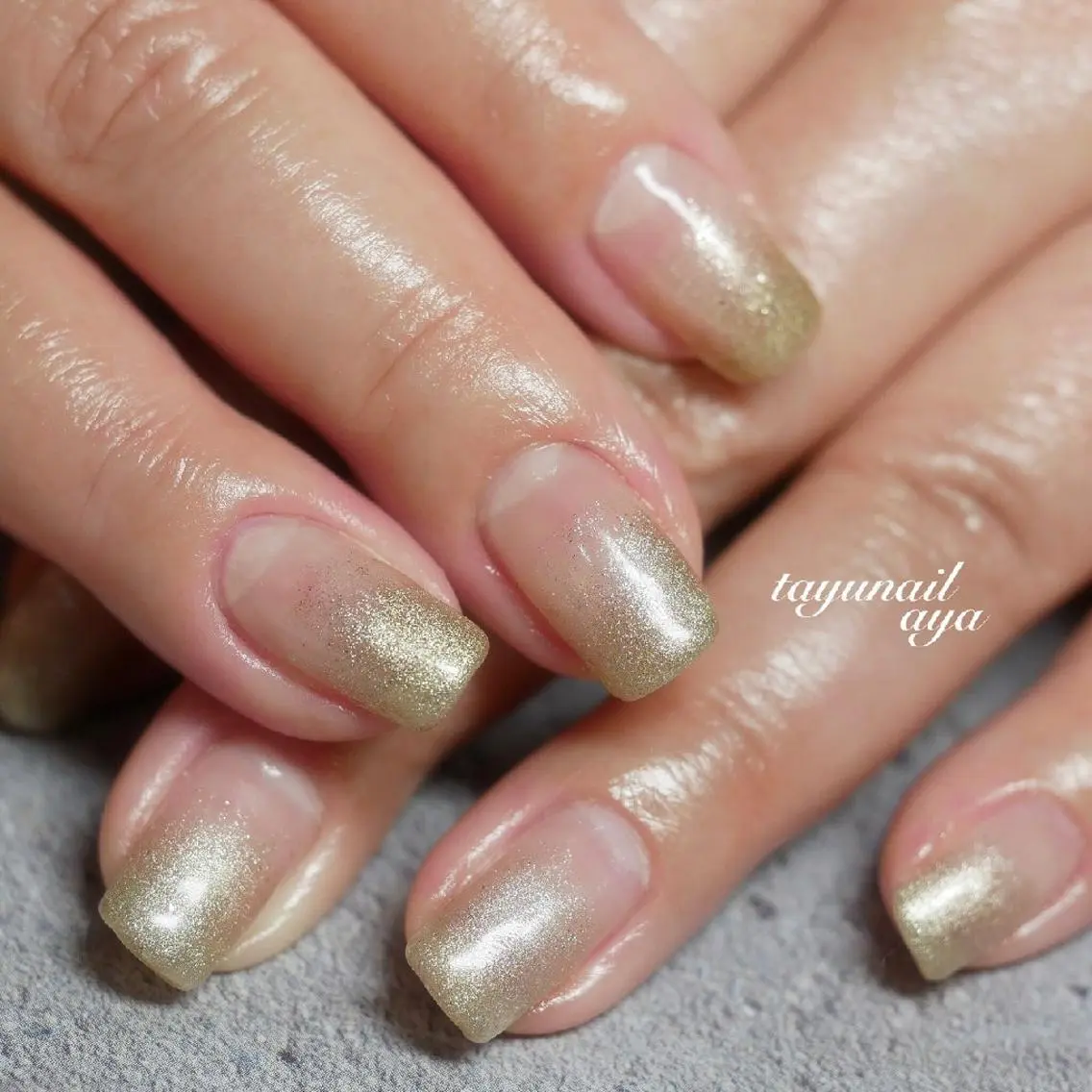ネイル ブルー ジェルネイル グラデーション ラメ(グリッター) ラメグラデーション ネイルサロン 【たゆnail】のネイルデザイン