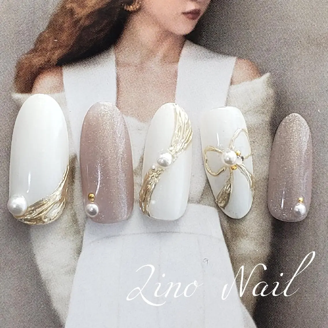 ネイル カジュアル ジェルネイル ガーリー キラキラネイル ミラーネイル ハンドネイル Lino Nailのネイルデザイン
