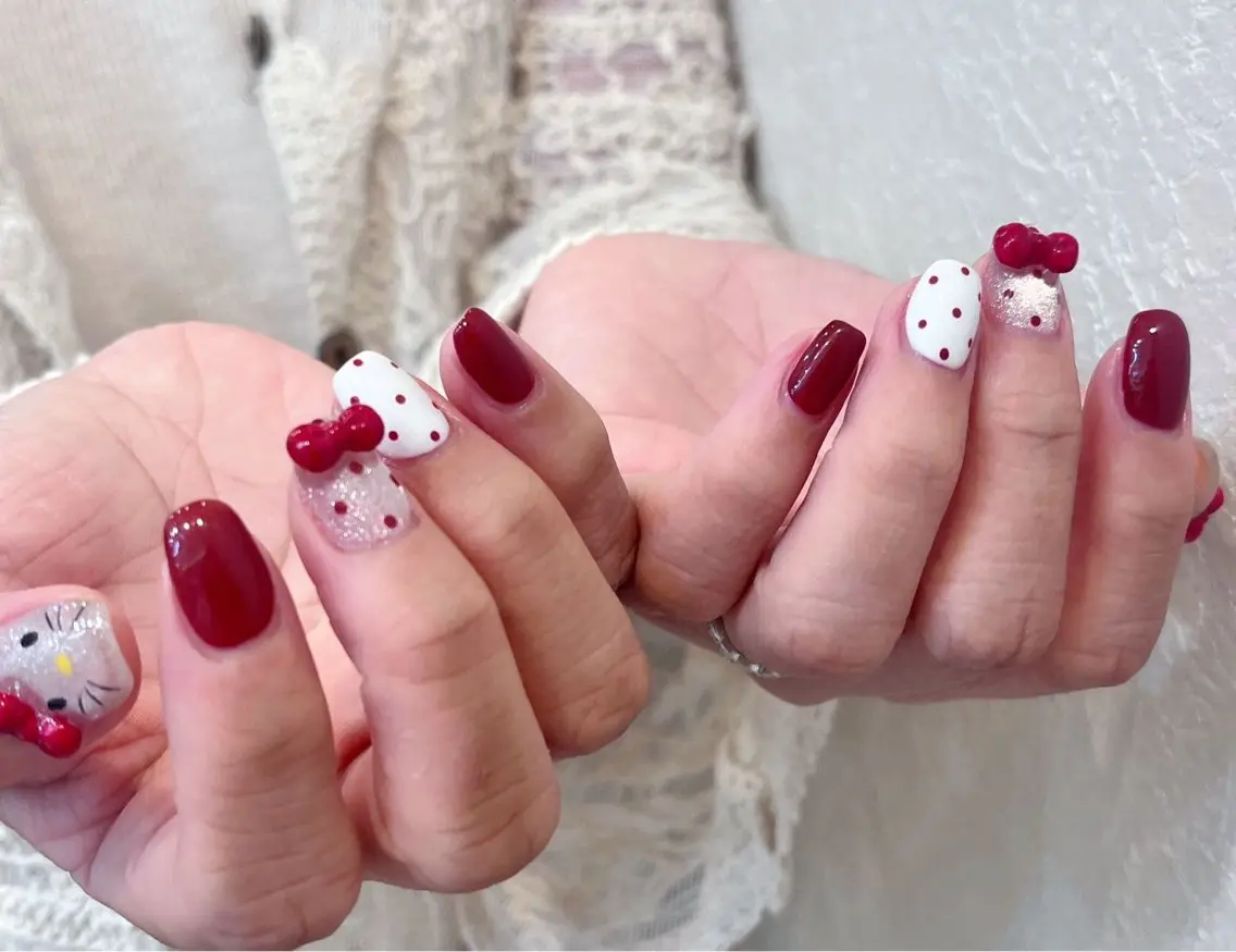 ネイル アートネイル フットネイル ジェルネイル ハート マグネットネイル Babarla Nailのネイルデザイン