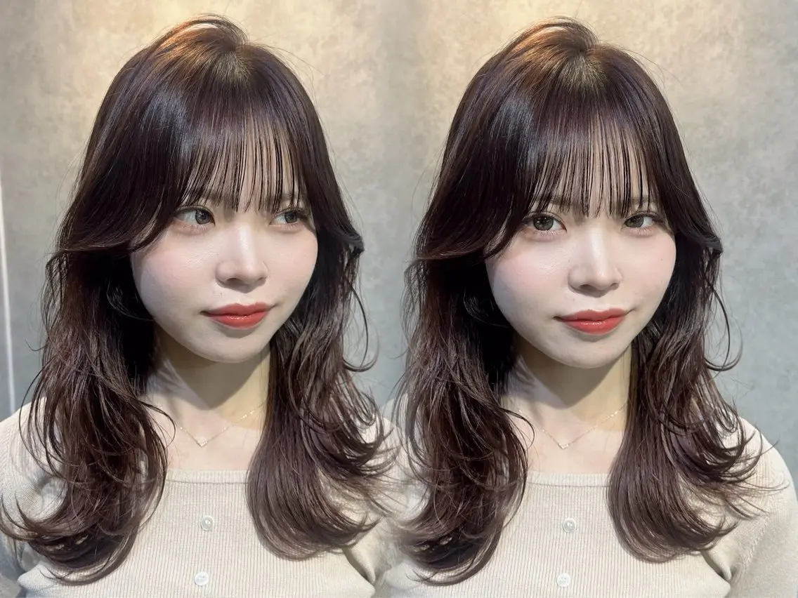 ロング カラー 銀座レイヤーカット ×シースルー前髪のヘアスタイル