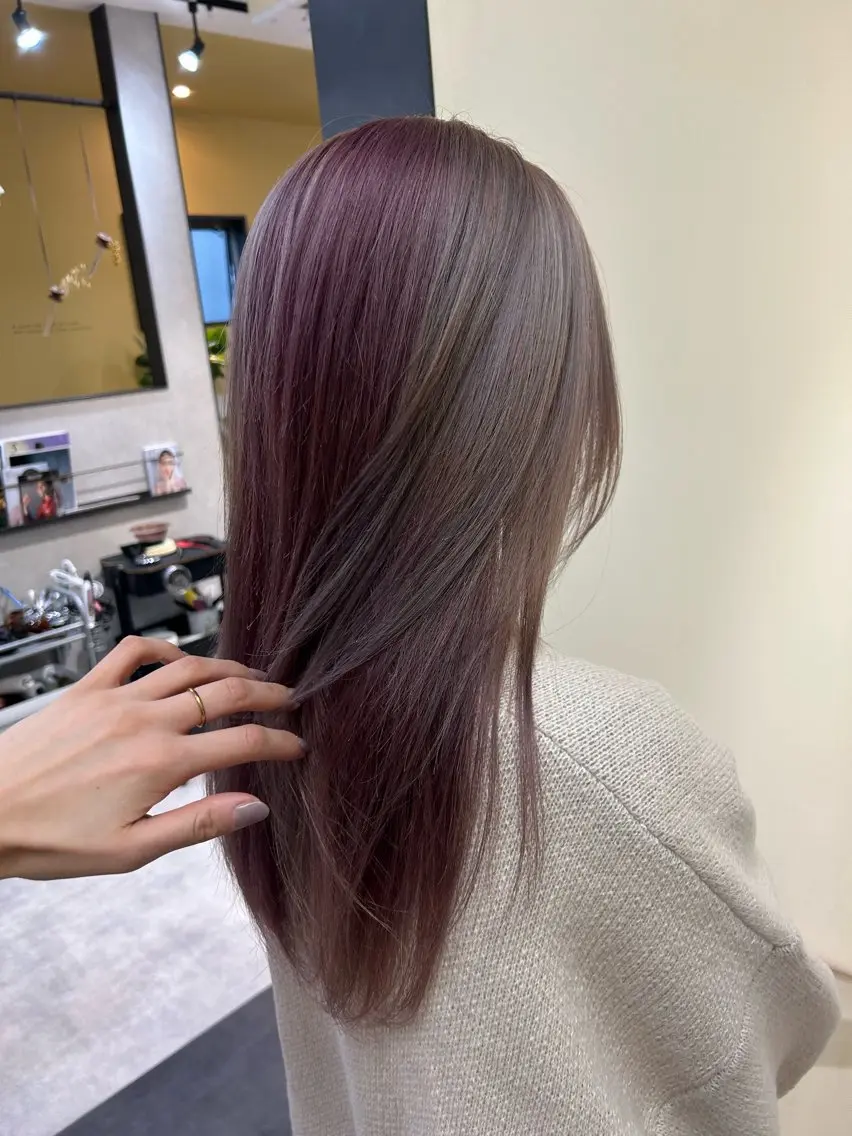 ロング カラー ベージュカラー ブリーチ デザインカラー ラベンダーカラー ピンクカラー カット ヘアカラー トリートメント hubhair レイヤー/透明感のヘアスタイル