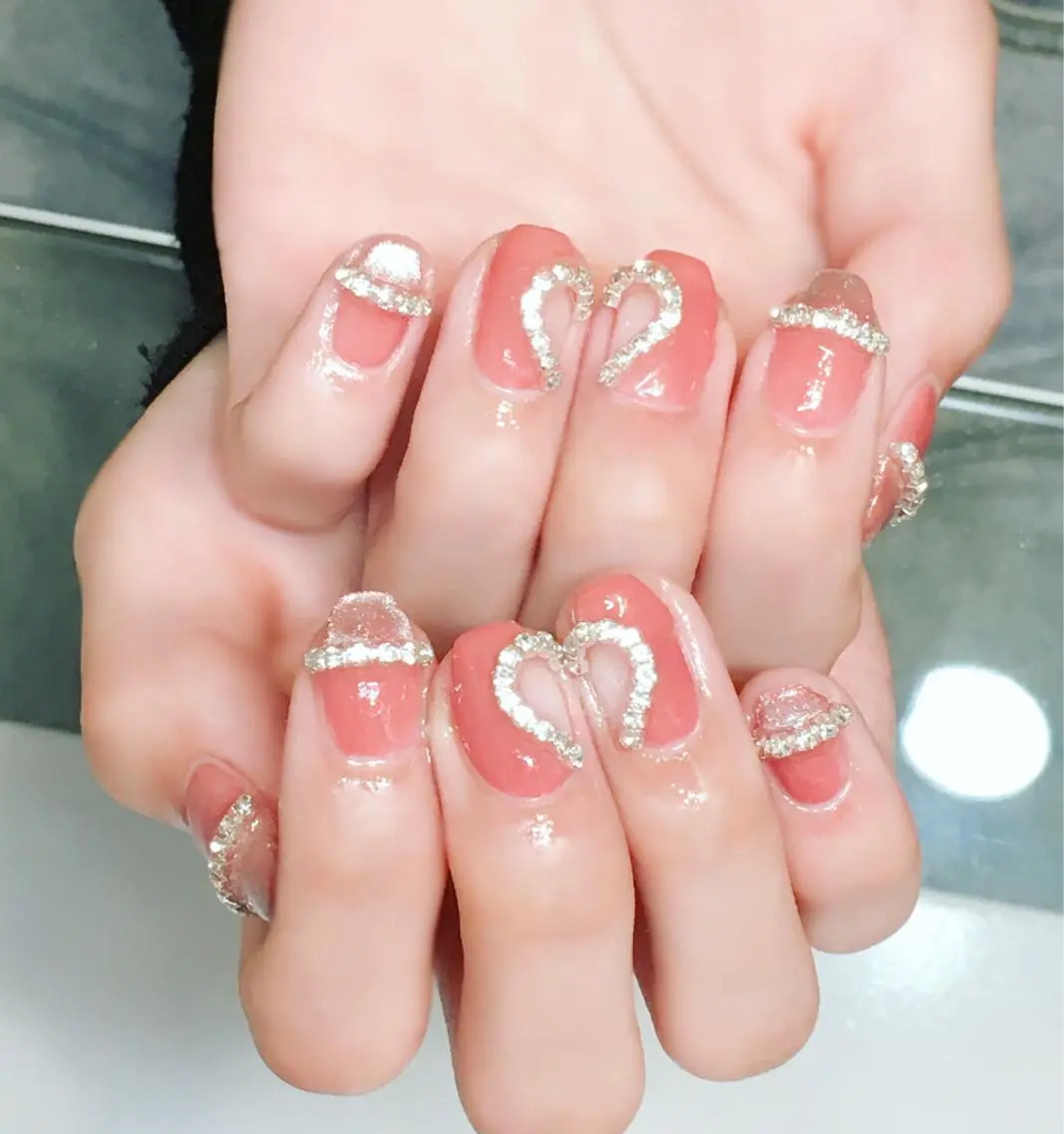 ネイル ジェルネイル ハート ワンホンネイル 冬ネイル Nyanco Nailのネイルデザイン