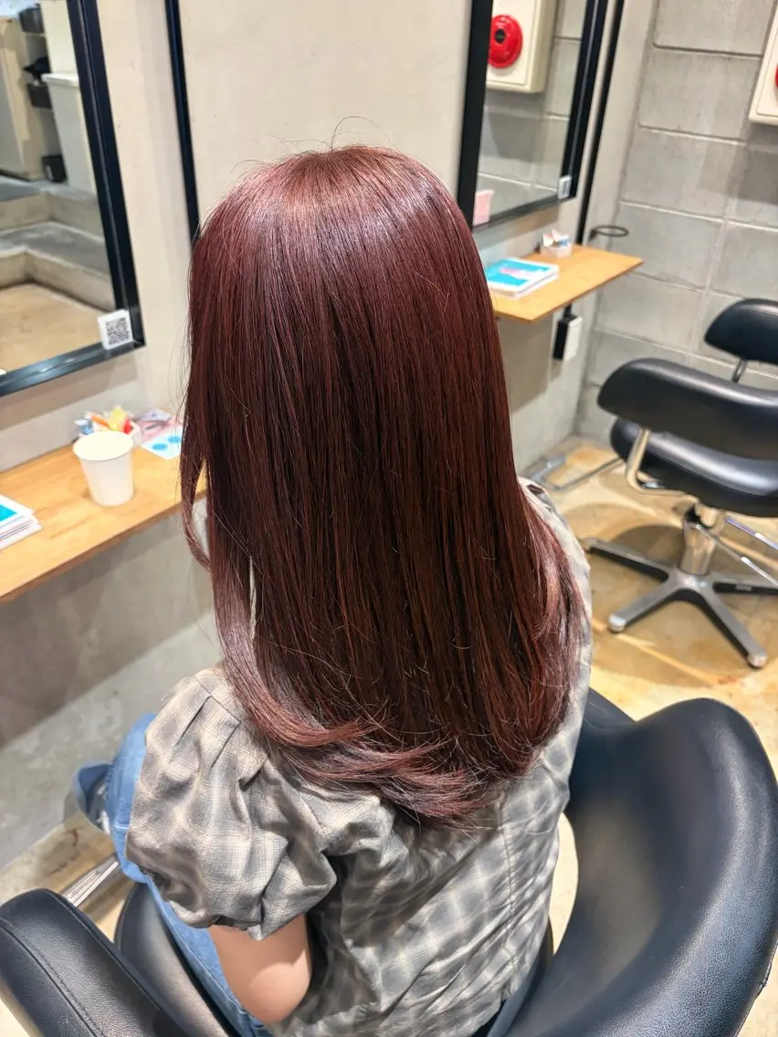 ロング カラー レッドカラー カット ヘアカラー トリートメント みわ/博多 ブリーチ/メンズヘアのヘアスタイル
