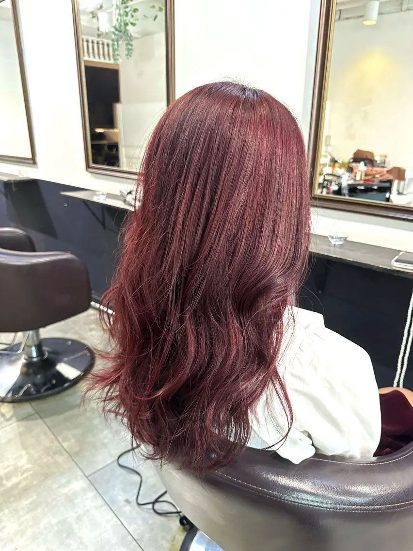 ロング カラー レッドカラー カット ヘアカラー トリートメント ハイトーン✨髪質 改善🫧RYOのヘアスタイル