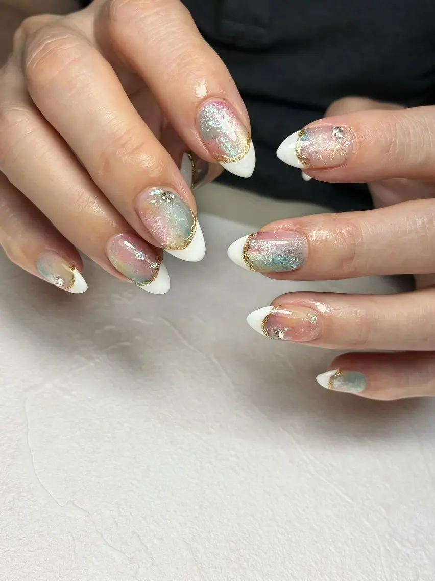 ネイル アートネイル フレンチネイル ジェルネイル マグネットネイル パラジェル ハンドネイル nail_ kinaのネイルデザイン