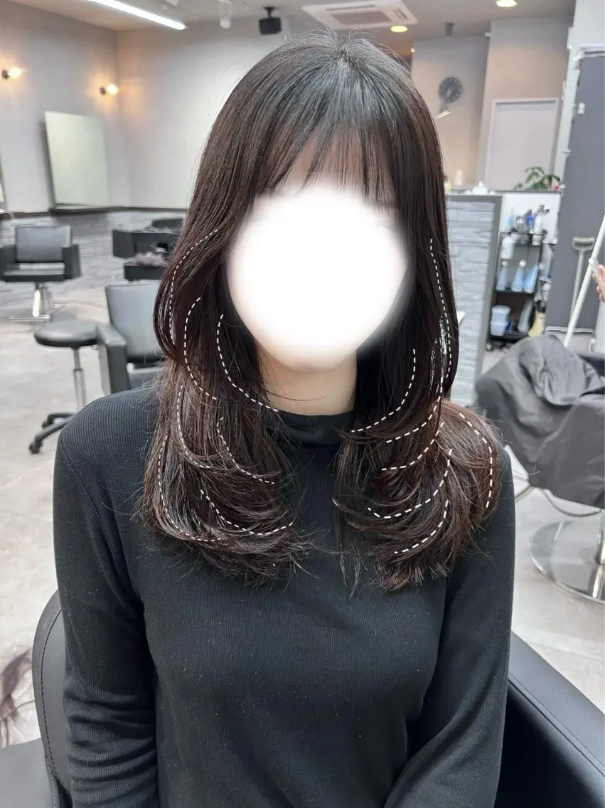 ロング カラー 黒髪 ブリーチ 透明感カラー 顔周りカット レイヤーカット 透明感/レイヤー 🇰🇷tomonaのヘアスタイル