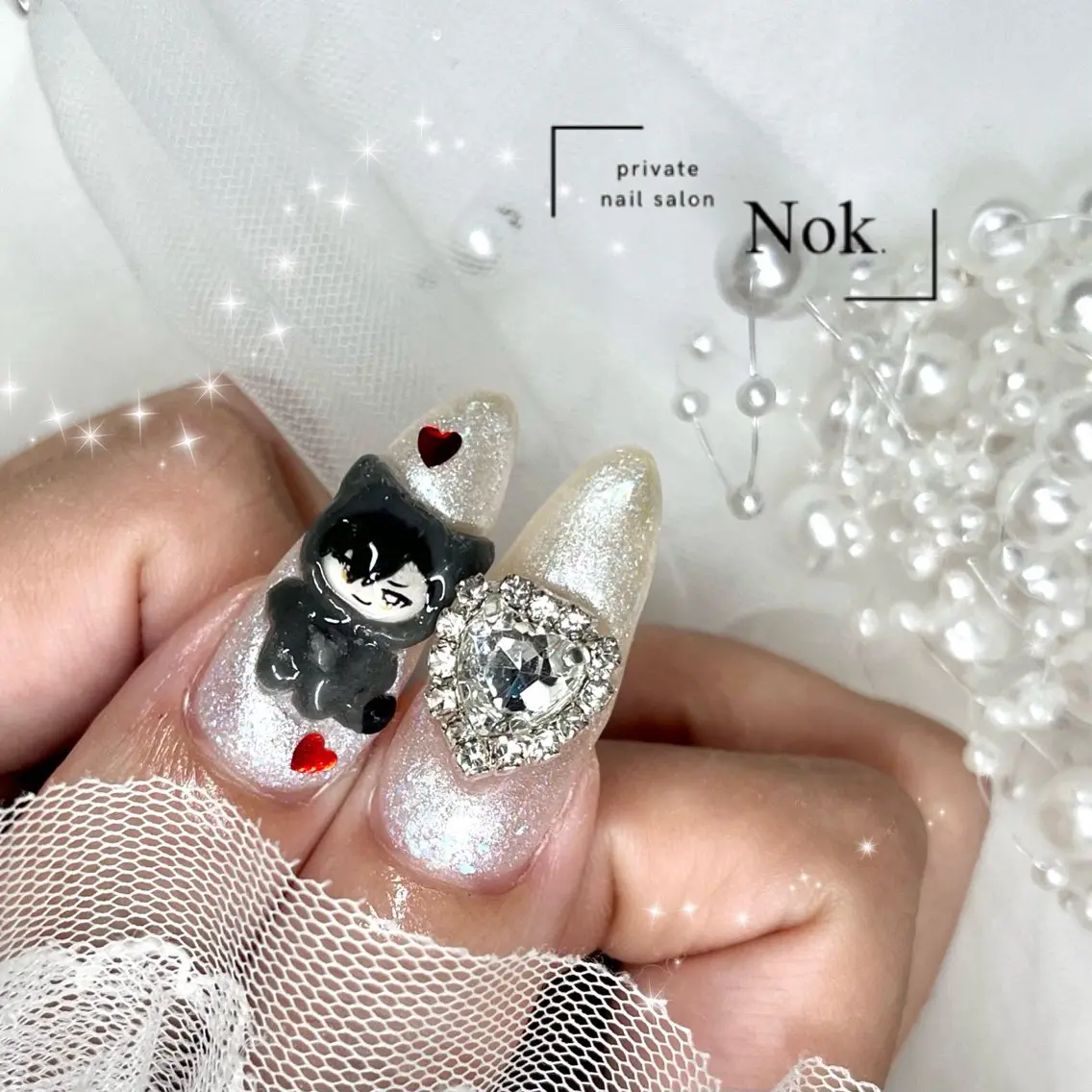ネイル ハート ハンドネイル 池袋痛ネイル Nok. 渡辺のネイルデザイン