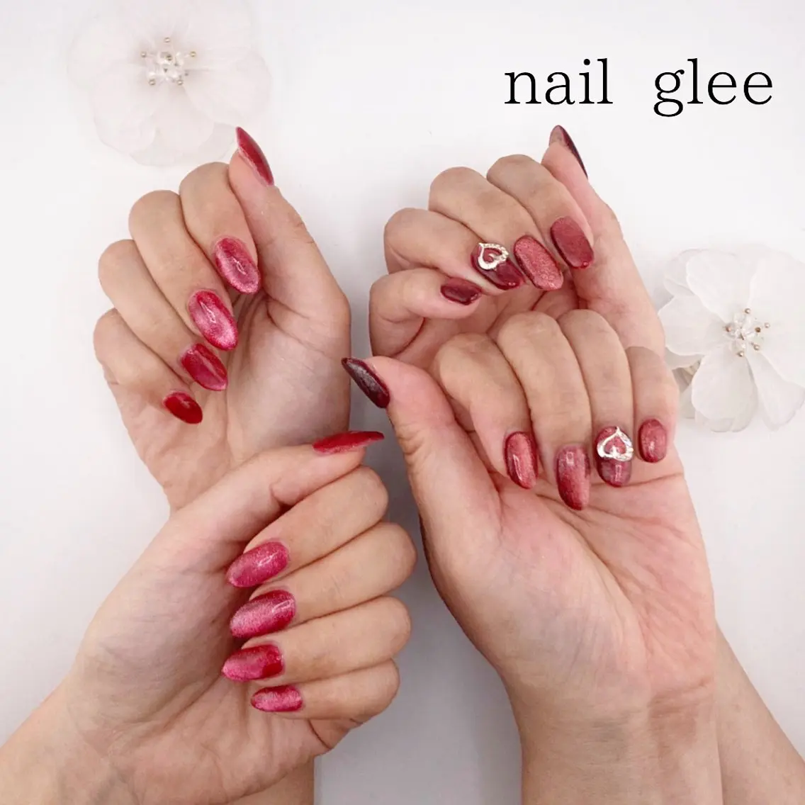 セミロング クリスマス ハンドネイル RISA nail gleeのネイルデザイン