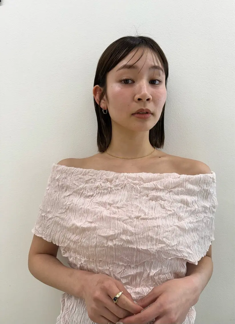ミディアム ボブ くびれヘア ハイライト 髪質改善 韓国風ヘア ヘアカラー トリートメント 髪質改善/韓国/ ヘアセット/夏美のヘアスタイル