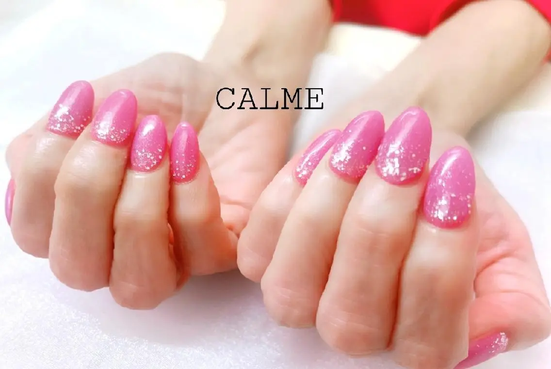 ネイル ラメ(グリッター) シンプルネイル CALME ♡のネイルデザイン