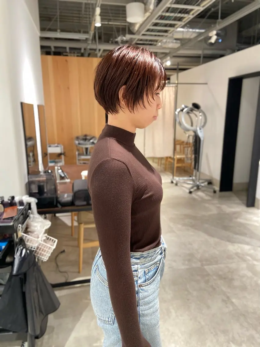 ショート カラー ショートボブ 丸みショート ボブ ショートヘア 大人ヘア/ショート/ ボブ/レイヤーのヘアスタイル